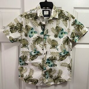 Denim & Flower Tropical Leaf Print Men's Shirt